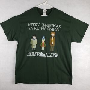 Home Alone XL Merry Christmas Filthy Animal Graphic Tee Black Cross Stitch Print